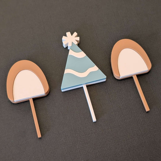 Acrylic bear ears & party hat set