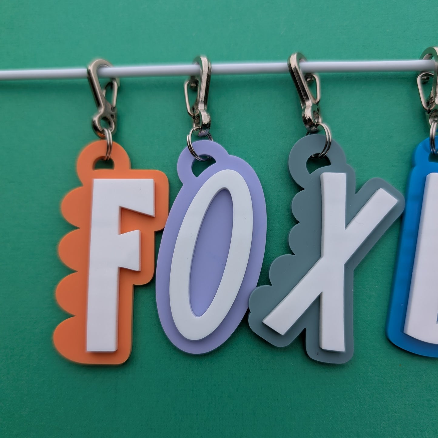 Acrylic layered initial bag tag - scalloped or smooth