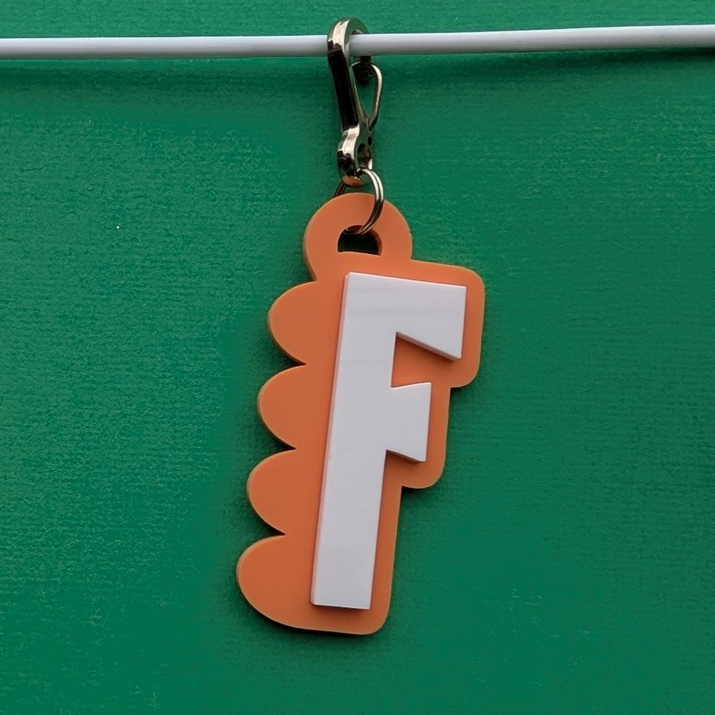 Acrylic layered initial bag tag - scalloped or smooth