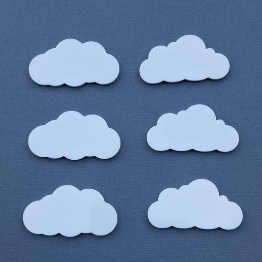 White acrylic cloud cake charm set of 6