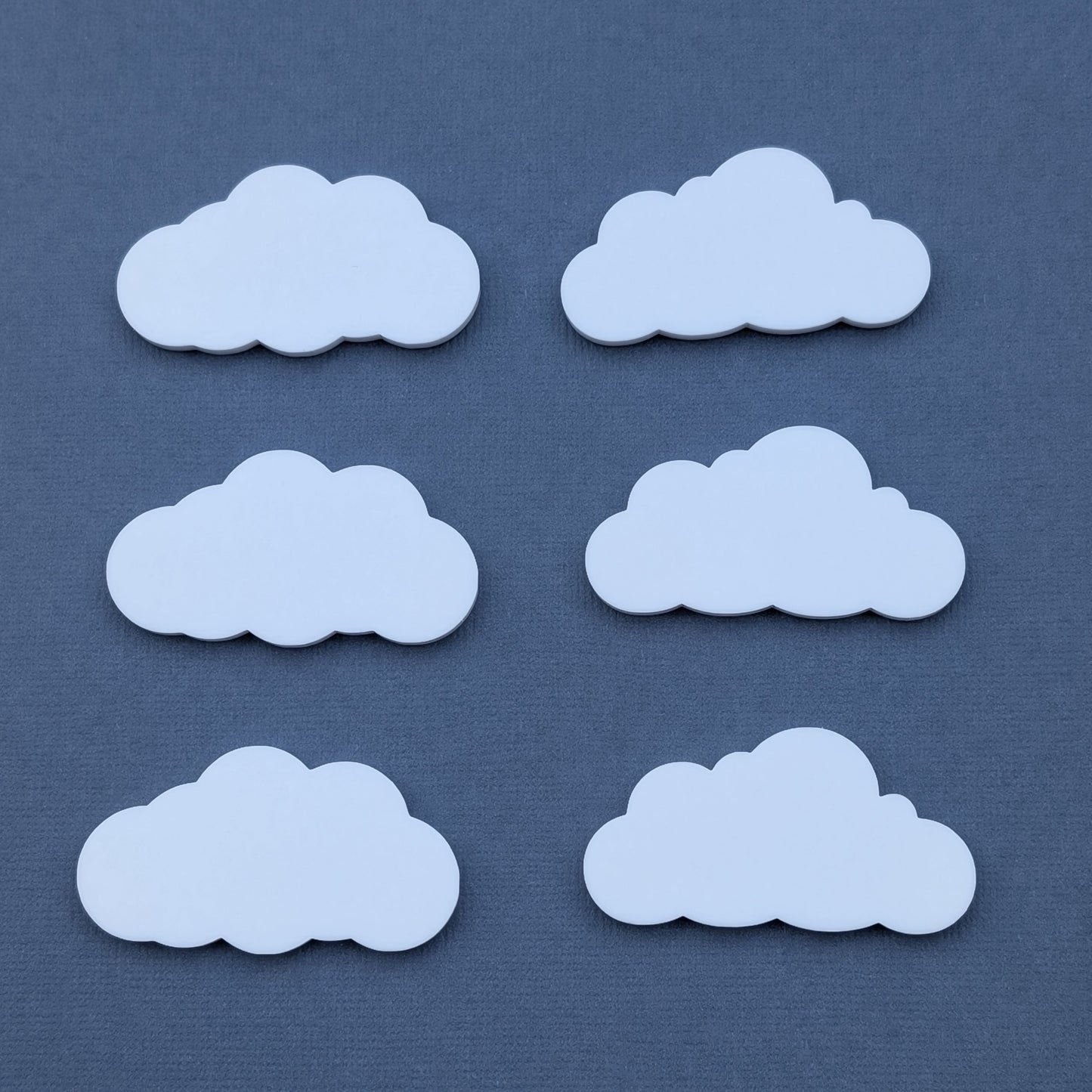 White acrylic cloud cake charm set of 6