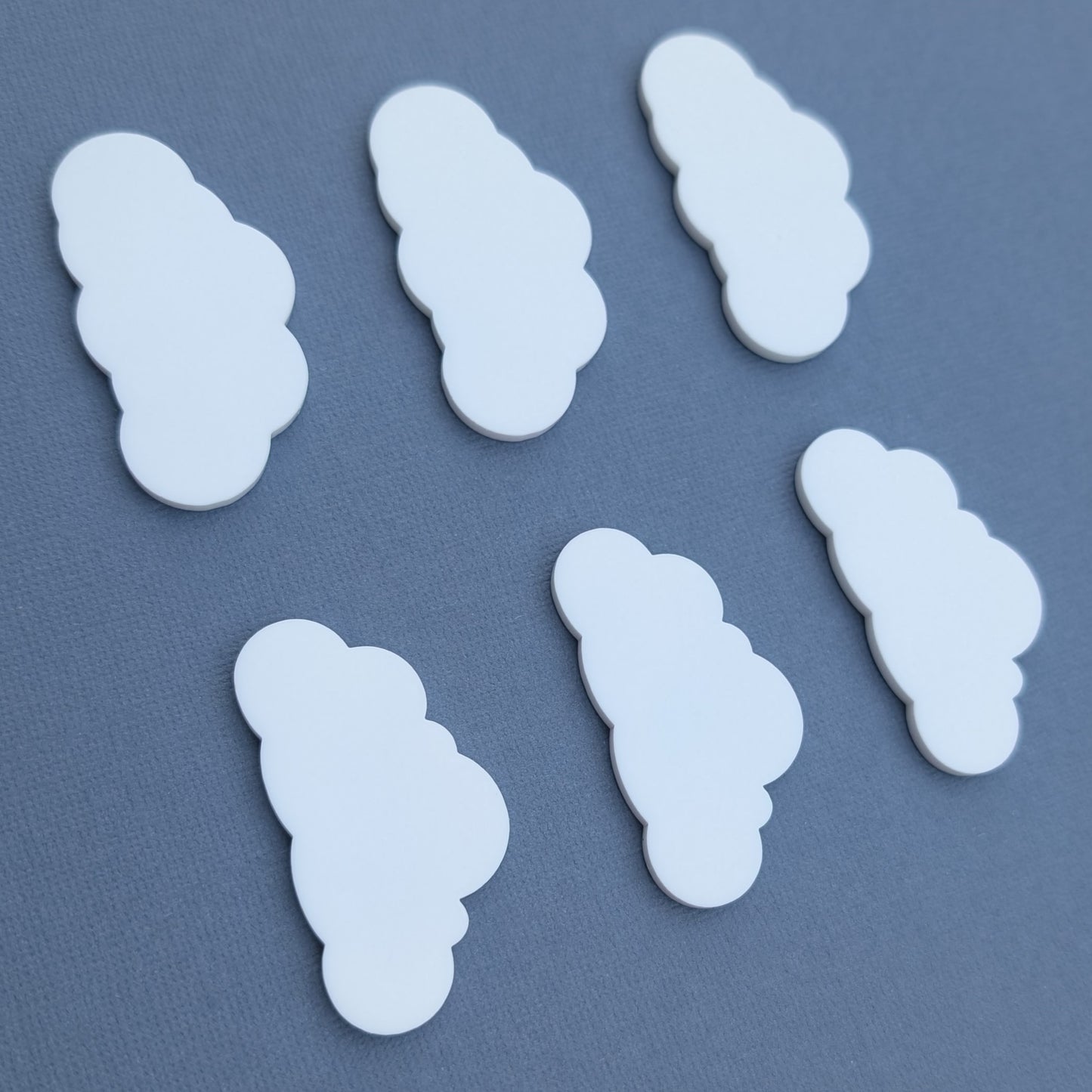 White acrylic cloud cake charm set of 6
