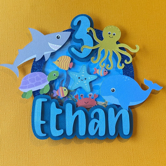 Personalised ocean under the sea cake topper