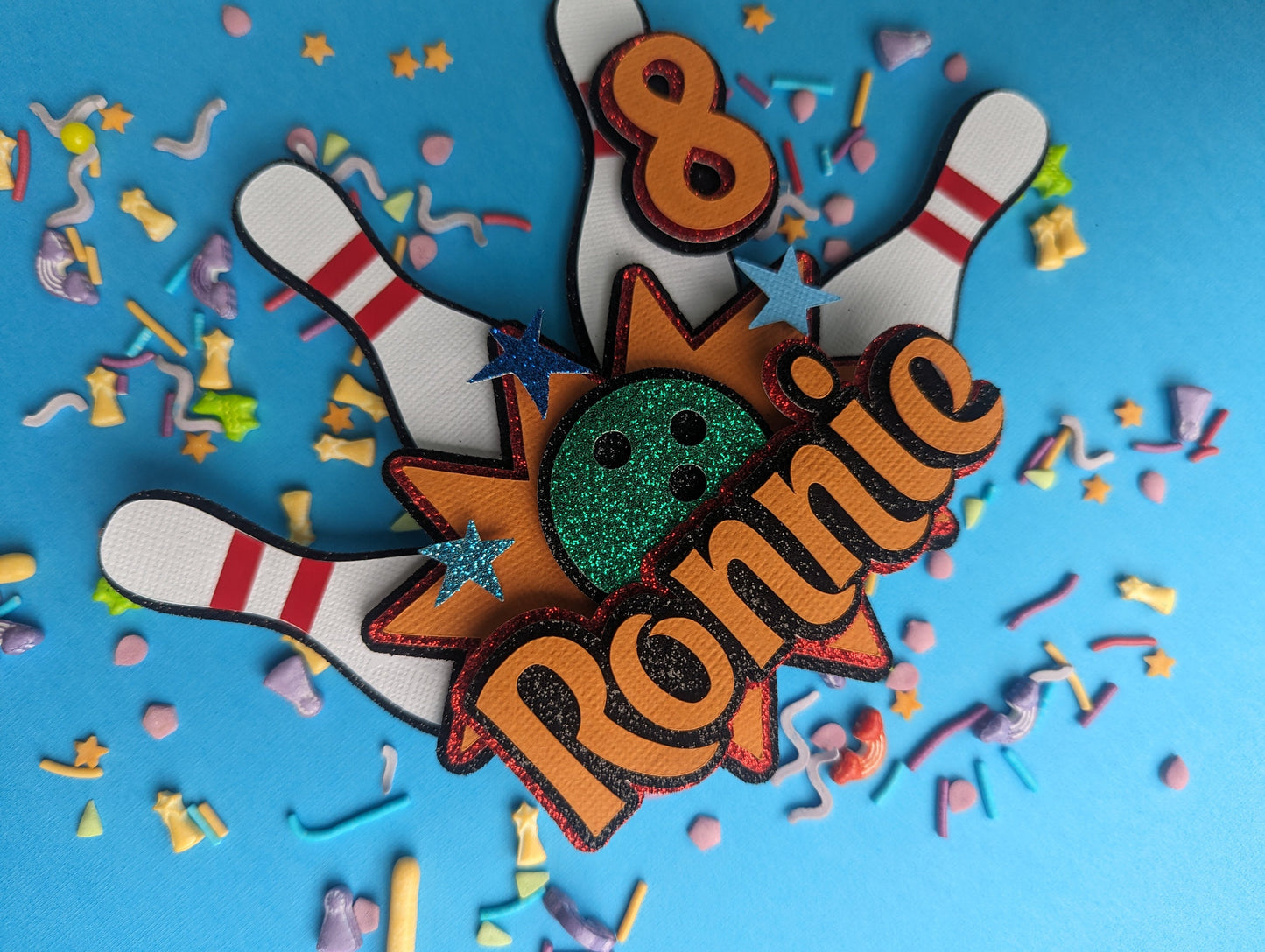 Personalised bowling cake topperr