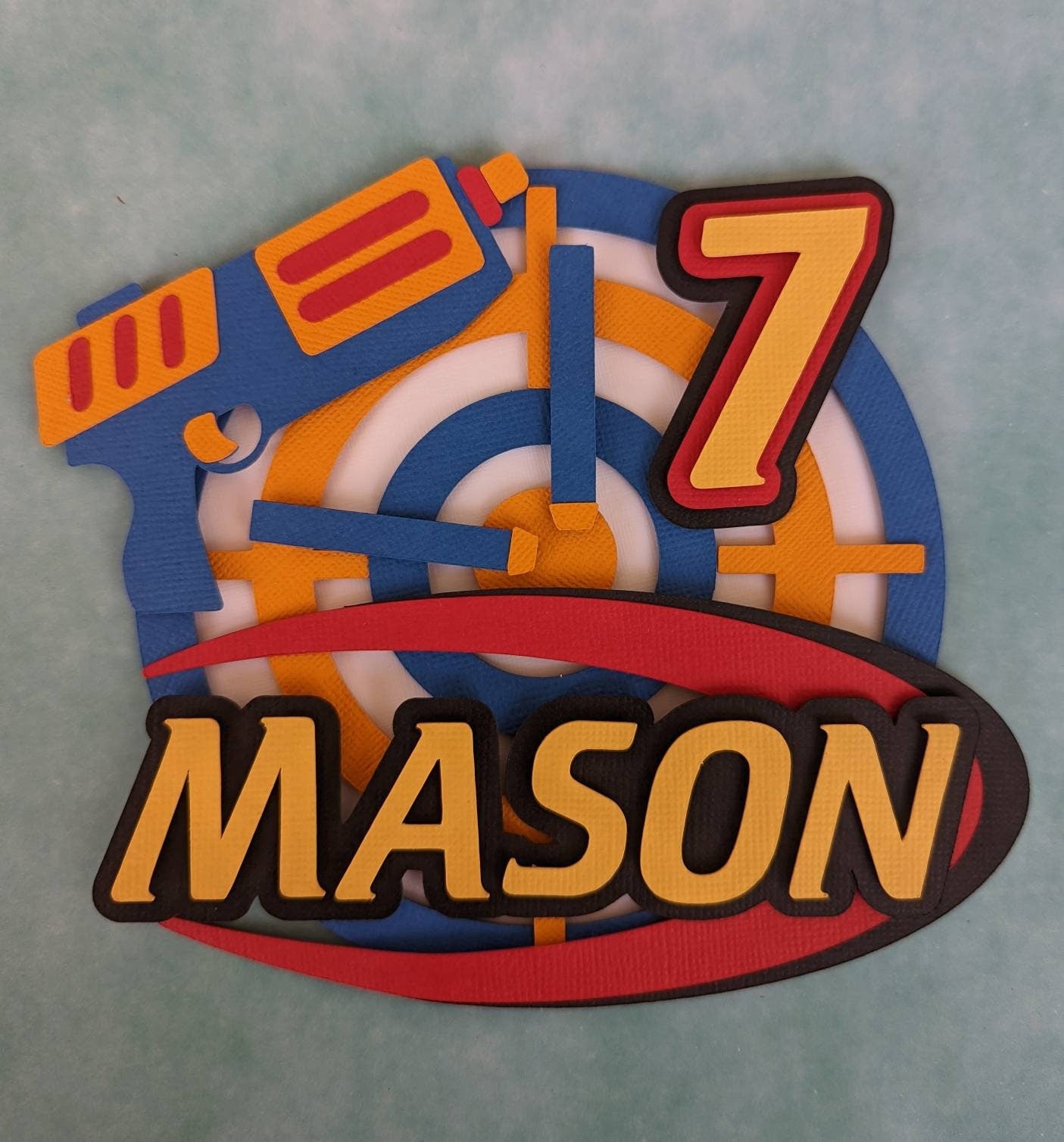 Personalised shooter target cake topper