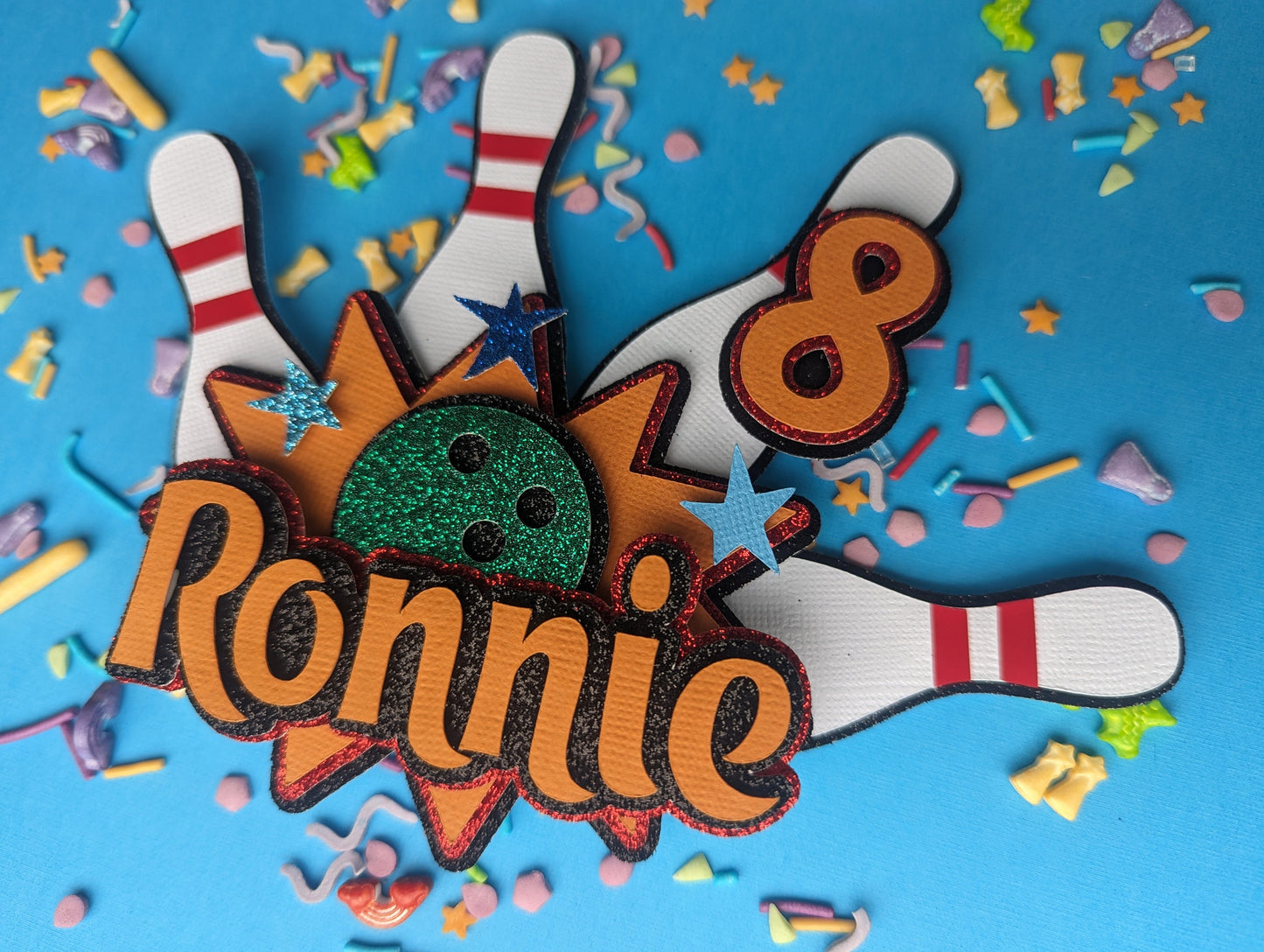 Personalised bowling cake topperr