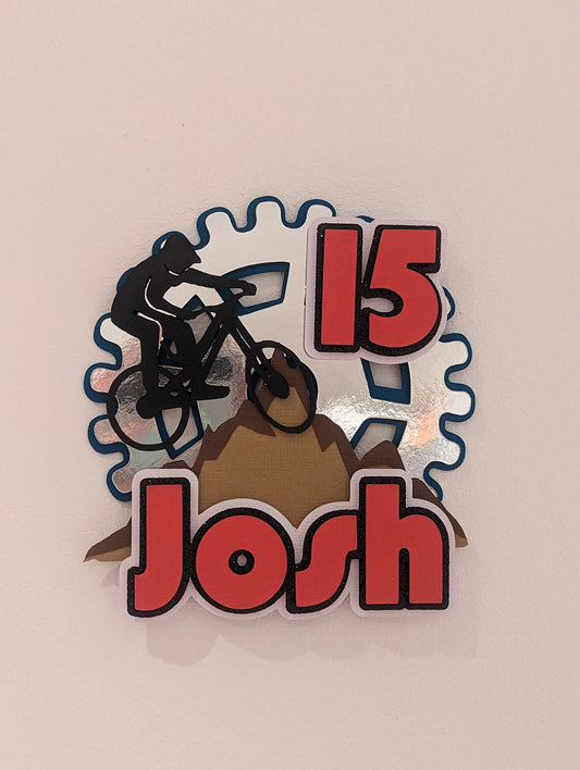 Personalised bike cake topper