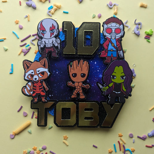 Personalised space superhero cake topper