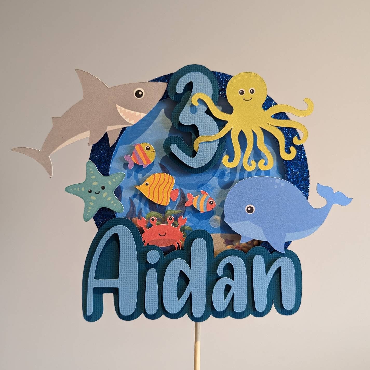 Personalised ocean under the sea cake topper
