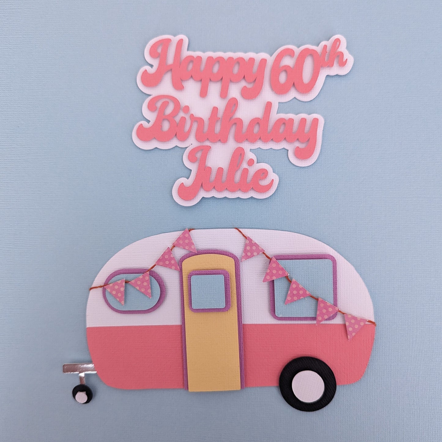 Personalised vintage camper van cake topper