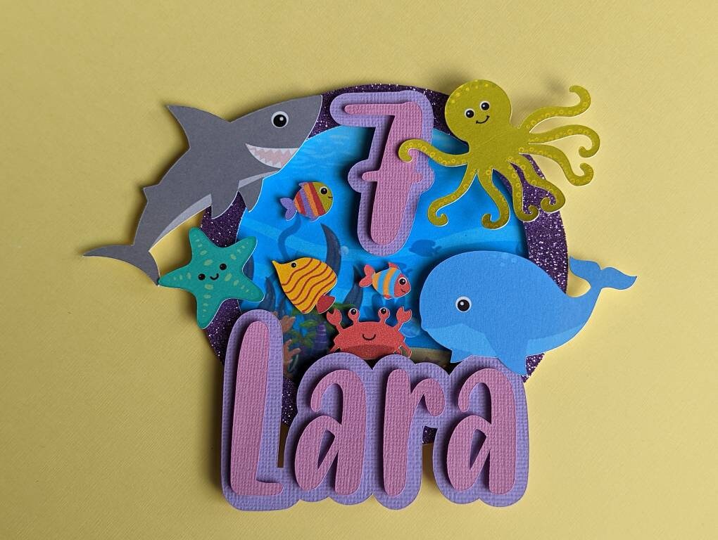 Personalised ocean under the sea cake topper