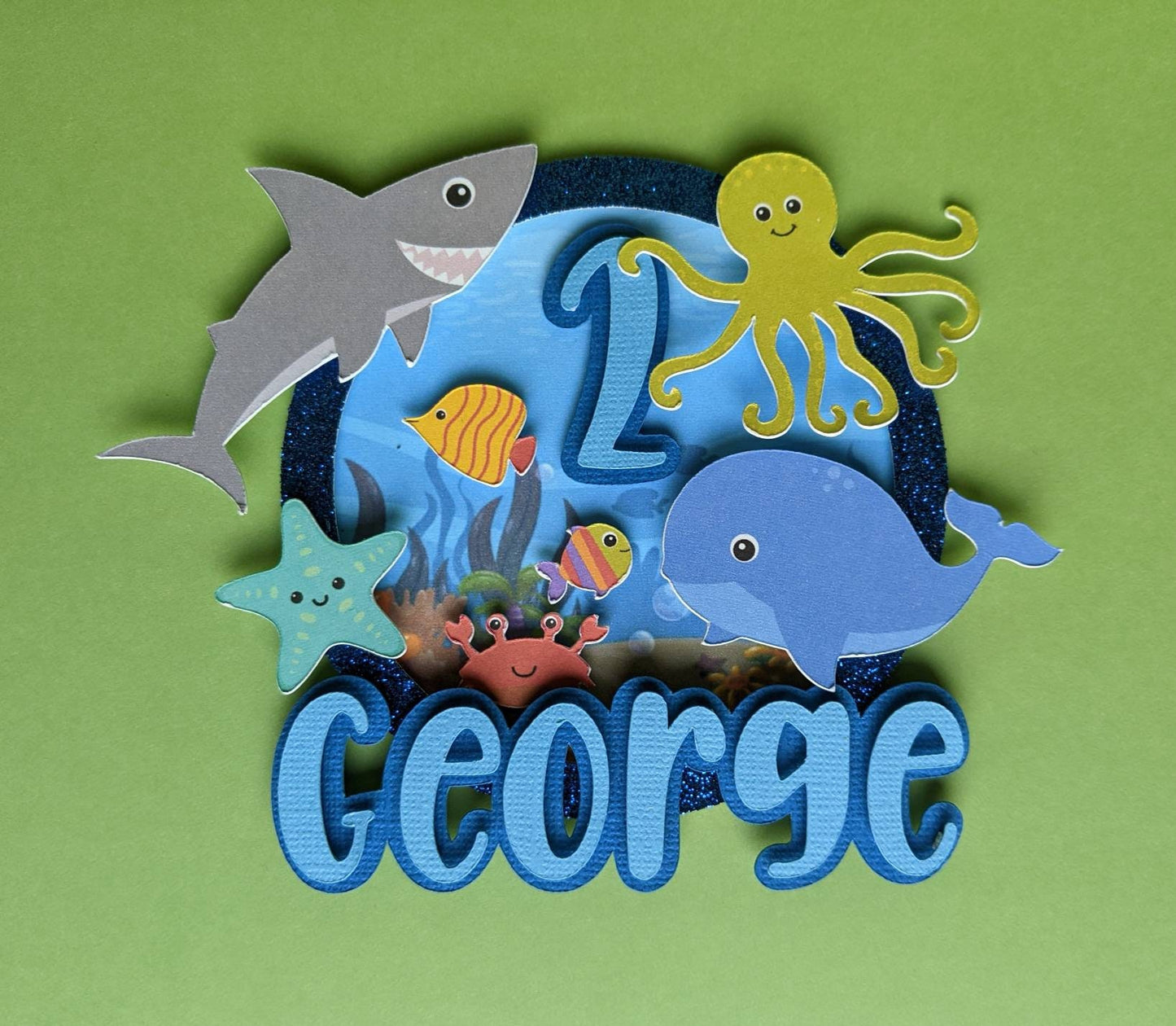 Personalised ocean under the sea cake topper