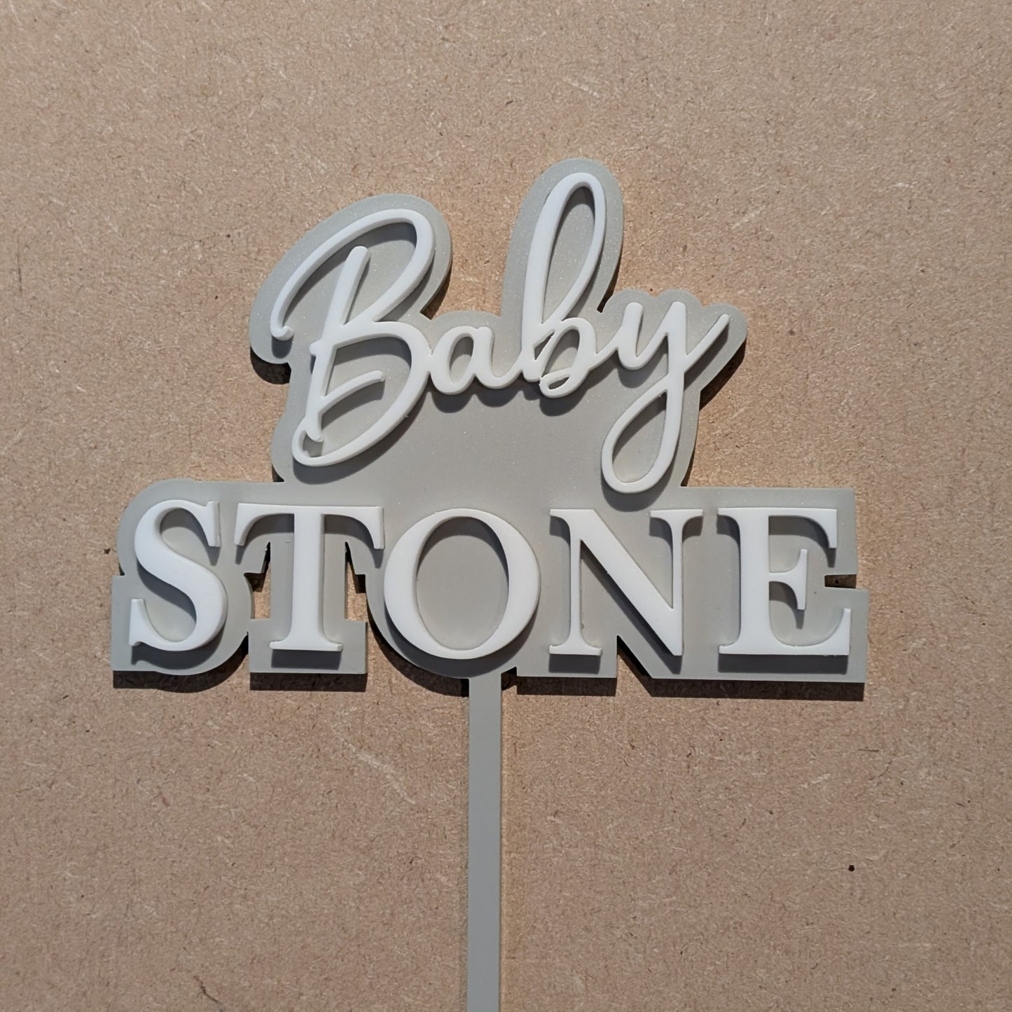 Baby Surname acrylic double layer Cake topper