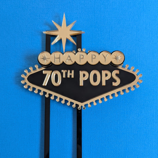Las Vegas inspired acrylic birthday cake topper