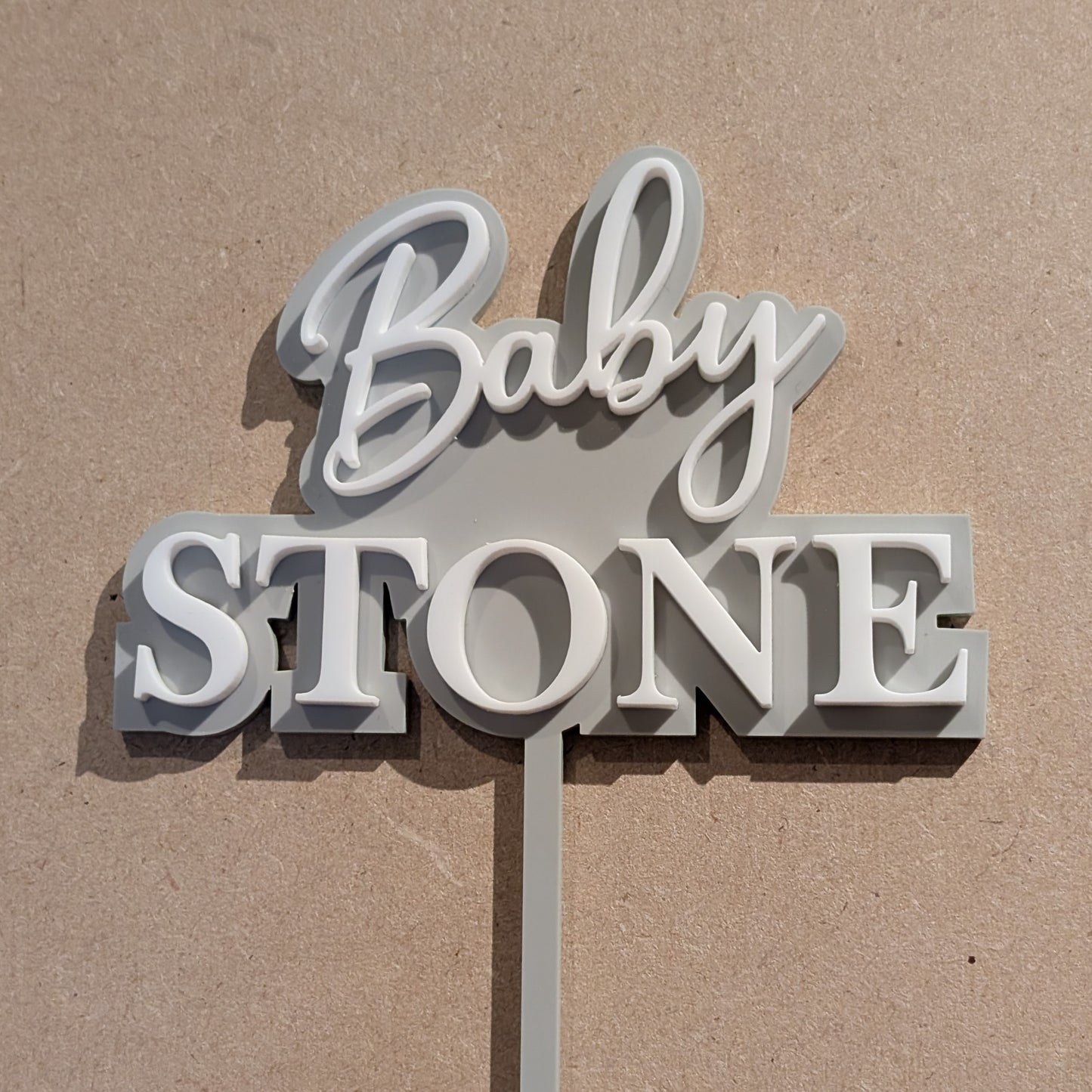 Baby Surname acrylic double layer Cake topper
