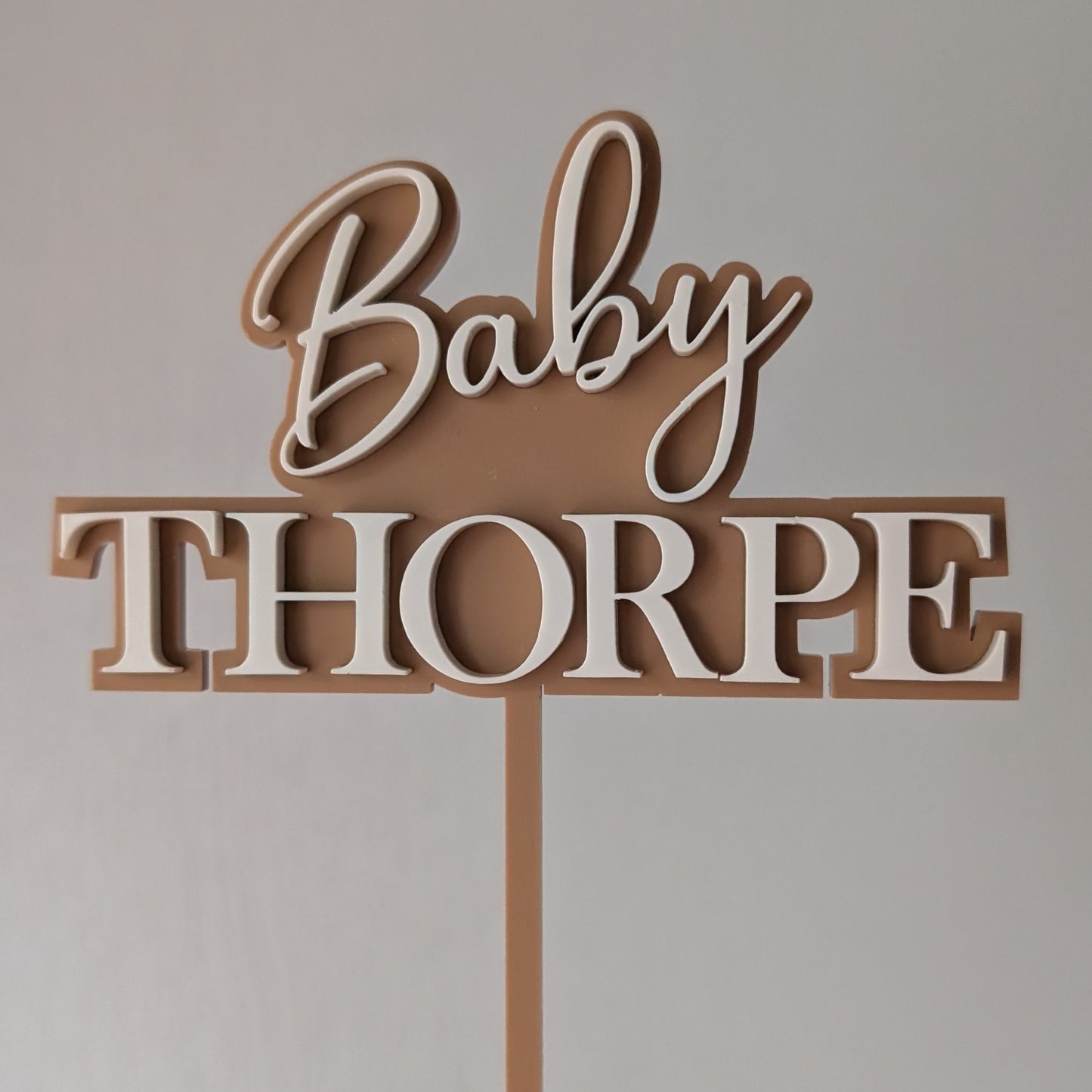 Baby Surname acrylic double layer Cake topper