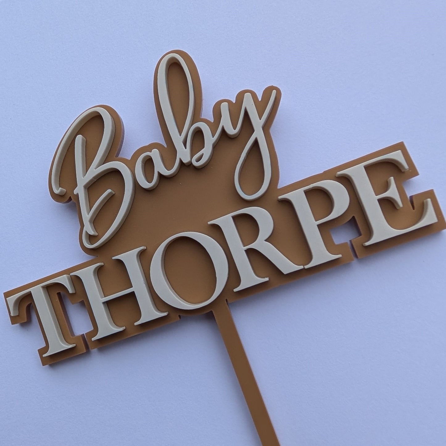 Baby Surname acrylic double layer Cake topper