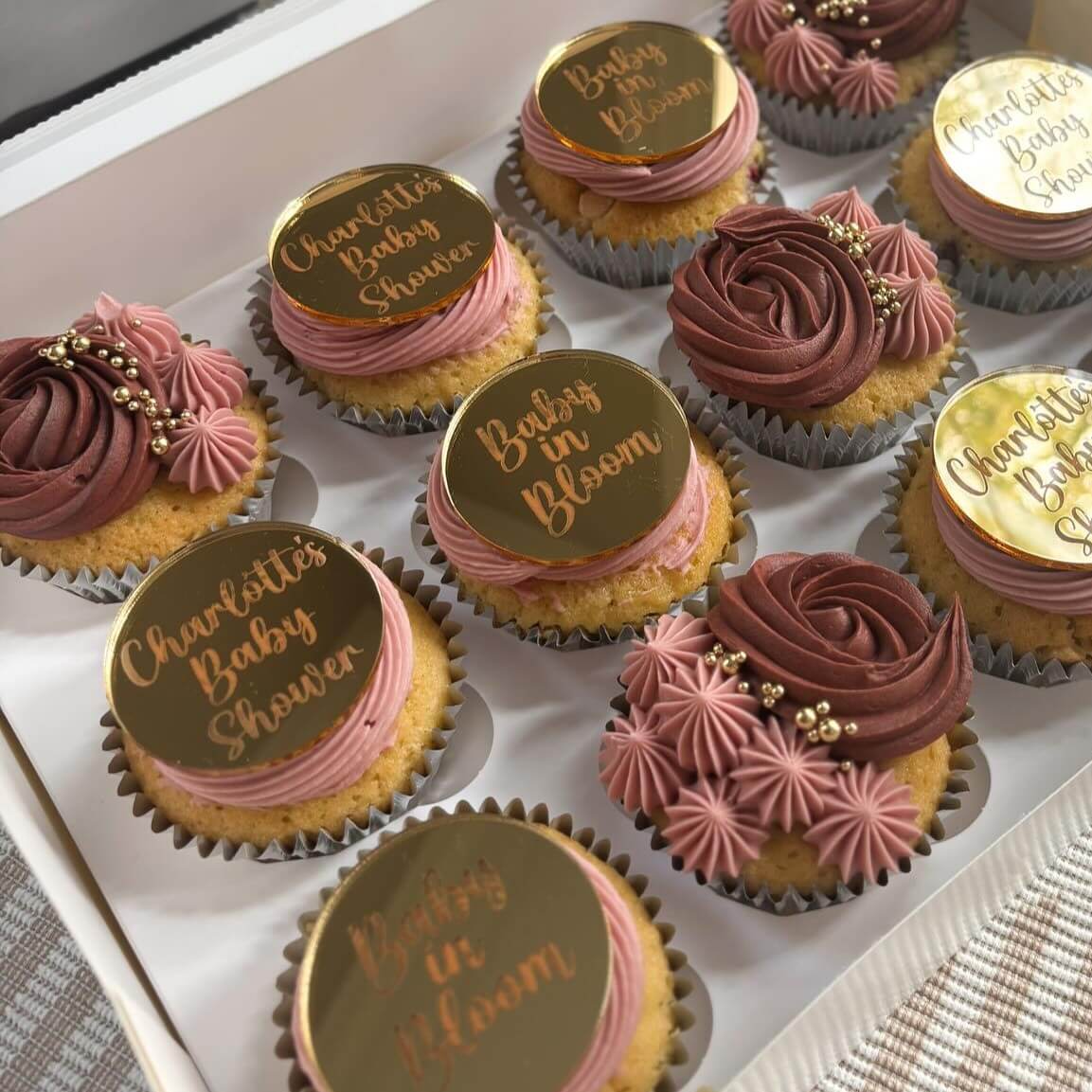 custom mirror acrylic 2 inch cupcake topper charm