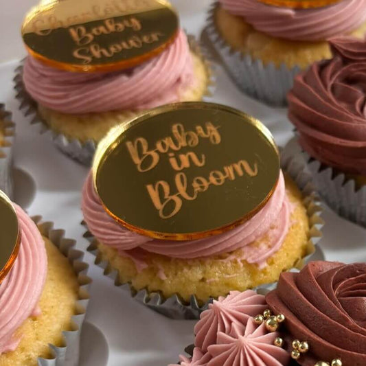 custom mirror acrylic 2 inch cupcake topper charm