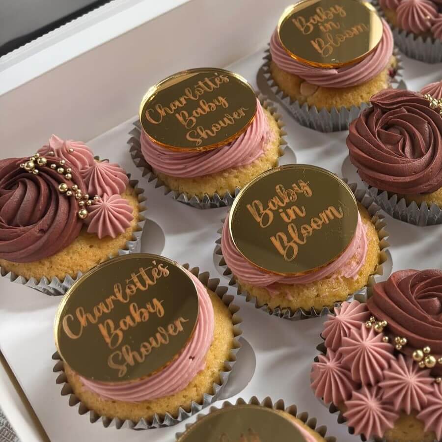 custom mirror acrylic 2 inch cupcake topper charm