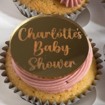 custom mirror acrylic 2 inch cupcake topper charm