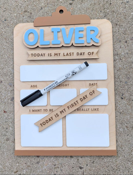 Personalised first day / last day of school board sign
