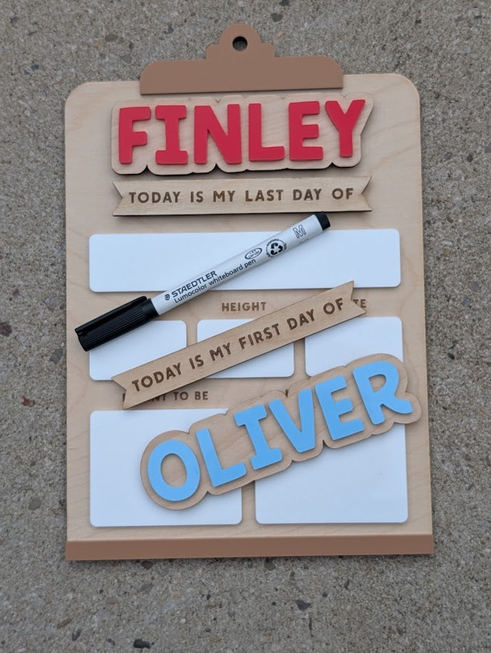 Personalised first day / last day of school board sign