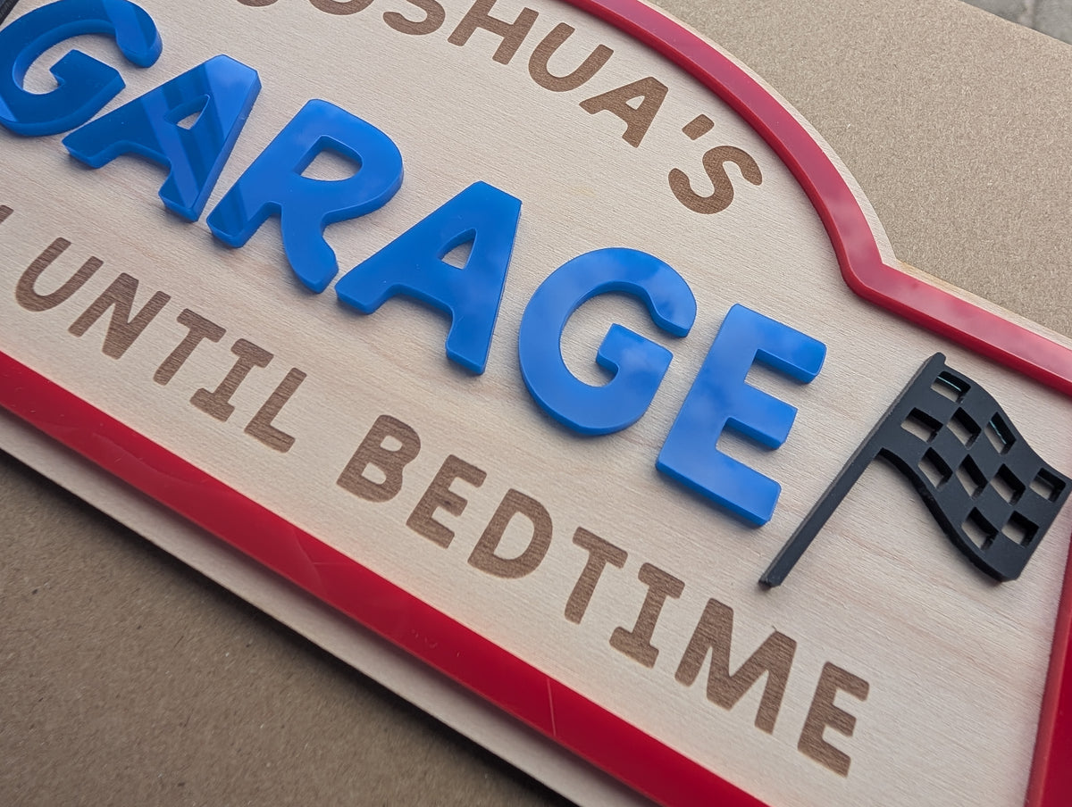 Garage playroom sign