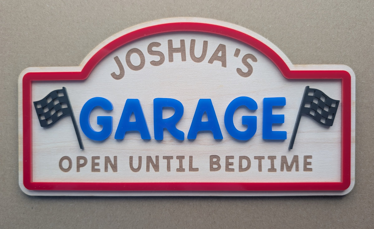 Garage playroom sign